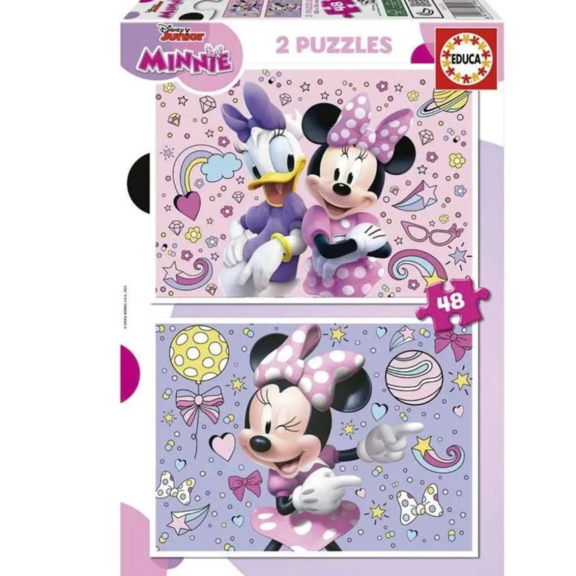 Educa Borras - Set de 2 Puzzles Minnie: 48 piezas cada uno, 28x20 cm montados ㅤ