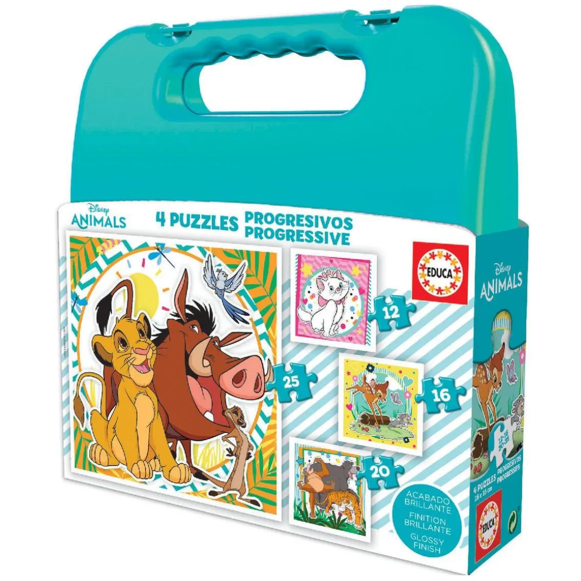 Educa Borrás - Disney - Maleta con 4 puzzles progresivos