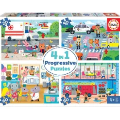 Educa Borrás - Héroes en acción - Pack 4 puzzles progresivos
