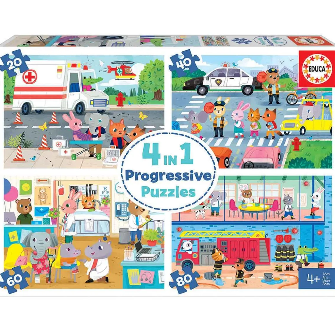 Educa Borrás - Héroes en acción - Pack 4 puzzles progresivos