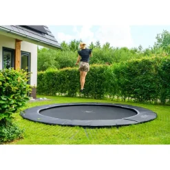 Exit - Cama elástica de suelo Dynamic 366 cm negro con perímetro de seguridad