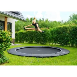 Exit - Cama elástica de suelo Dynamic 305 cm negro con perímetro de seguridad