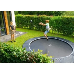 Exit - Cama elástica de suelo Dynamic 305 cm negro con perímetro de seguridad