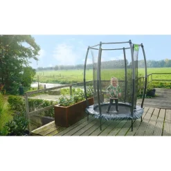 Exit - Cama elástica Junior Tiggy negro/gris con red de seguridad