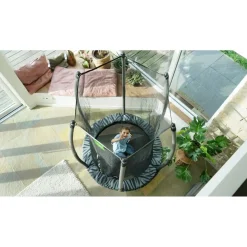 Exit - Cama elástica Junior Tiggy negro/gris con red de seguridad