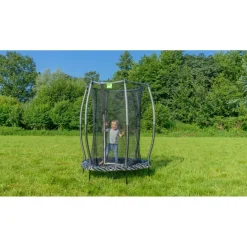 Exit - Cama elástica Junior Tiggy negro/gris con red de seguridad