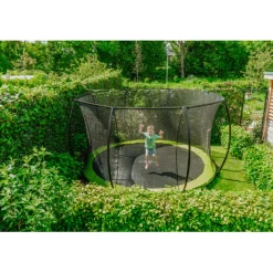 Exit - Cama elástica Silhouette redonda de suelo verde 366 cm