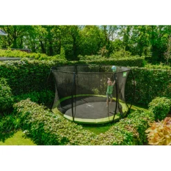 Exit - Cama elástica Silhouette redonda de suelo verde 366 cm