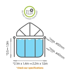 EXIT - Cúpula de piscina rectangular 220 cm