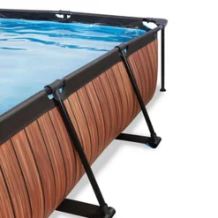 Exit - Piscina aspecto madera 220 x 150 x 60 cm con bomba de filtro y cúpula