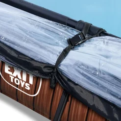 Exit - Piscina aspecto madera 220 x 150 x 60 cm con bomba de filtro y cúpula