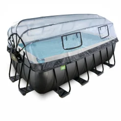 Exit - Piscina Black Leather 400 x 200 x 122 cm con filtro de arena y cúpula