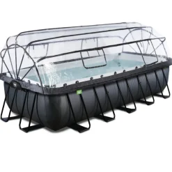 Exit - Piscina Black Leather 540 x 250 x 122 cm con filtro de arena, cúpula y bomba de calor
