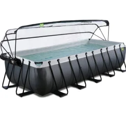 Exit - Piscina Black Leather 540 x 250 x 122 cm con filtro de arena, cúpula y bomba de calor