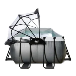 Exit - Piscina Black Leather 400 x 200 x 100 cm con filtro de arena y cúpula