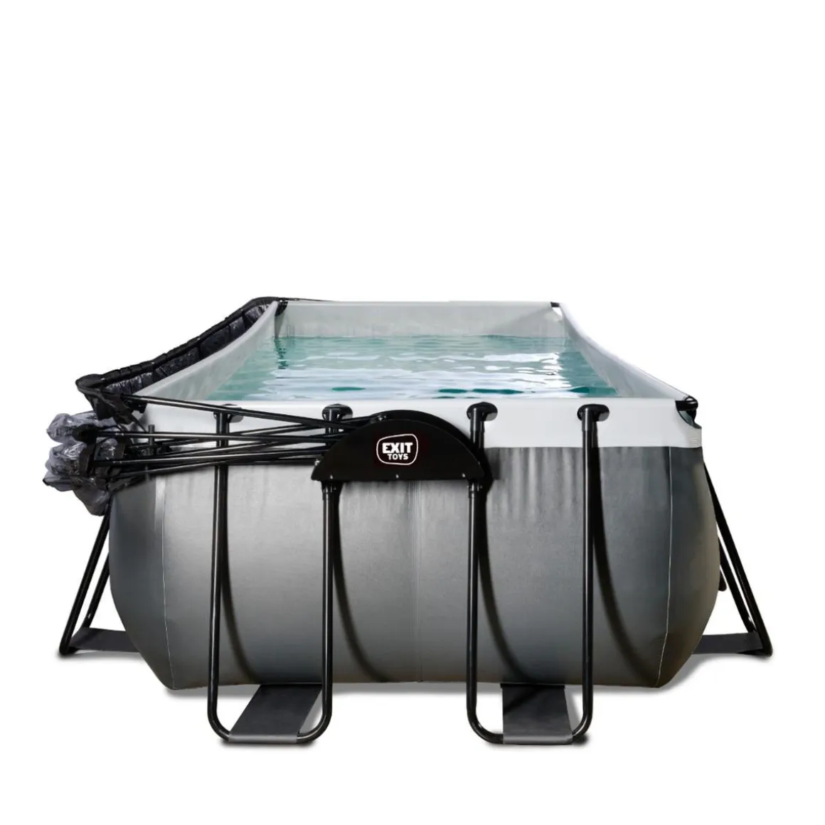 Exit - Piscina Black Leather 400 x 200 x 100 cm con filtro de arena, cúpula y bomba de calor