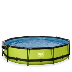 Exit - Piscina Lime verde diámetro 360 x 76 cm con filtro y cúpula transparente