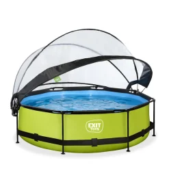 Exit - Piscina Lime verde diámetro 300 x 76 cm con filtro y cúpula transparente