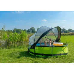 Exit - Piscina Lime verde diámetro 300 x 76 cm con filtro y cúpula transparente