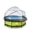 Exit - Piscina Lime verde diámetro 244 x 76 cm con filtro y cúpula transparente