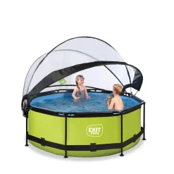 Exit - Piscina Lime verde diámetro 244 x 76 cm con filtro y cúpula transparente