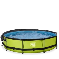 Exit - Piscina Lime verde diámetro 360 x 76 cm con filtro y toldo negro