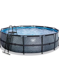 Exit - Piscina Stone gris diámetro 488 x 122 cm con filtro de arena