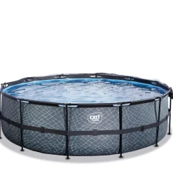 Exit - Piscina Stone gris diámetro 488 x 122 cm con filtro de arena