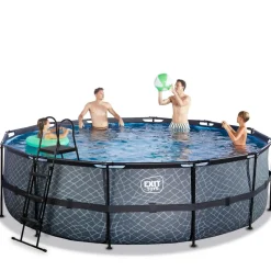 Exit - Piscina Stone gris diámetro 488 x 122 cm con filtro de arena