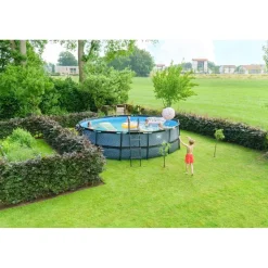 Exit - Piscina Stone gris diámetro 488 x 122 cm con filtro de arena