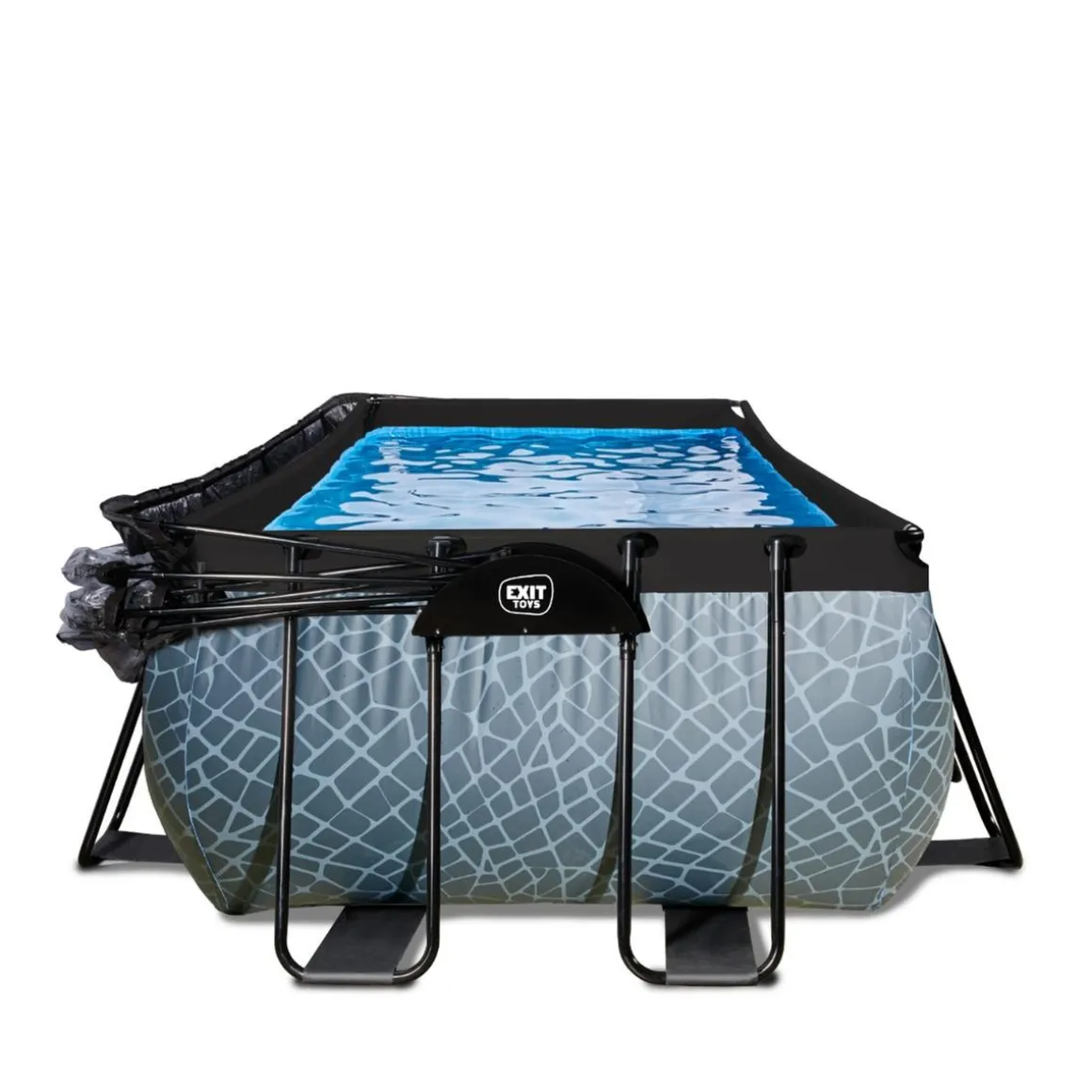 Exit - Piscina Stone gris 400 x 200 x 100 cm con filtro de arena, cúpula y bomba de calor