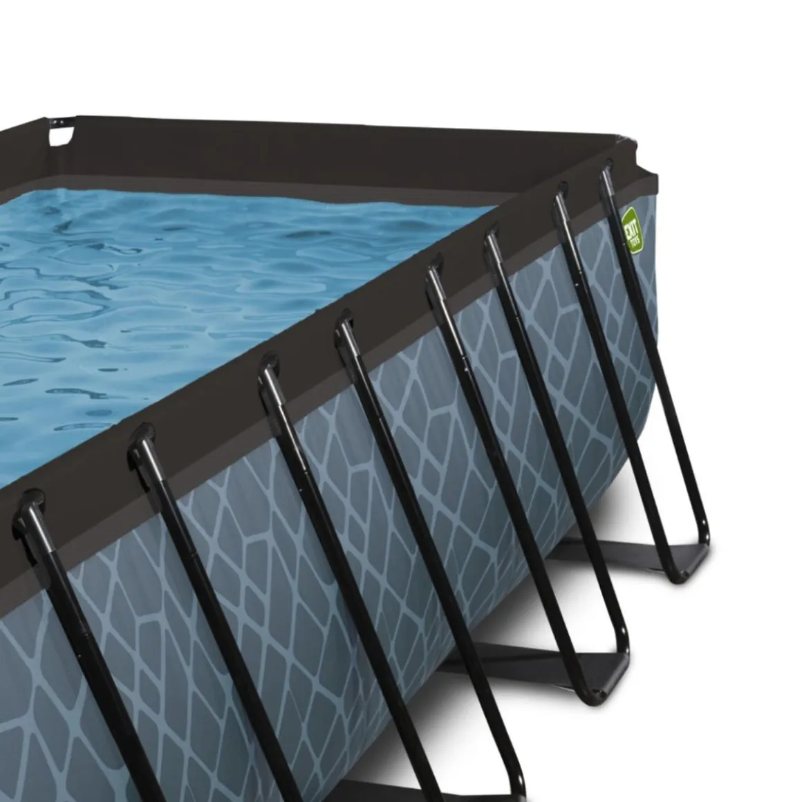 Exit - Piscina Stone gris 400 x 200 x 100 cm con filtro de arena, cúpula y bomba de calor