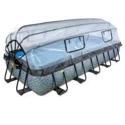 Exit - Piscina Stone gris 540 x 250 x 100 cm con filtro de arena y cúpula