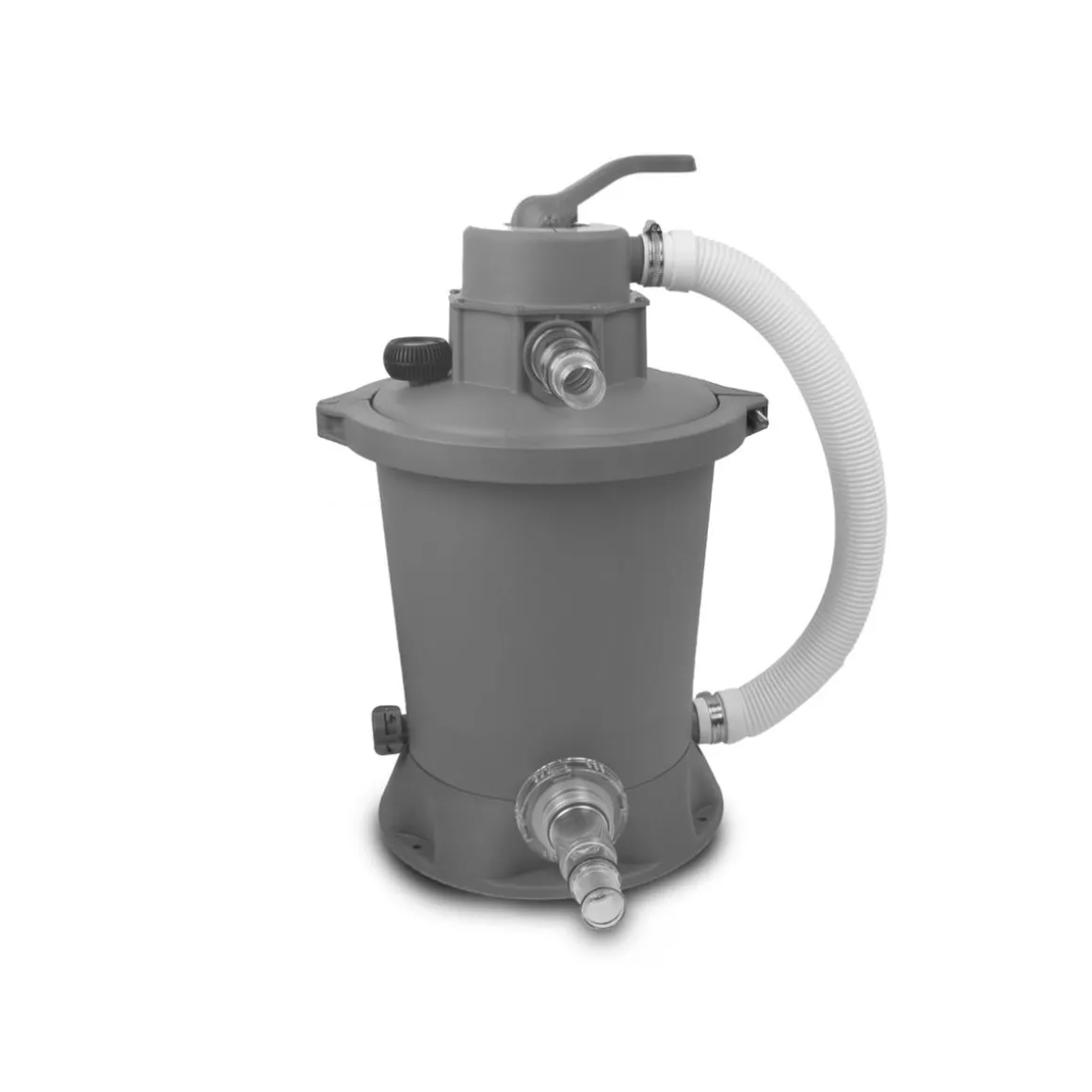 Exit - Piscina Stone gris diámetro 450 x 122 cm con filtro de arena, cúpula y bomba de calor