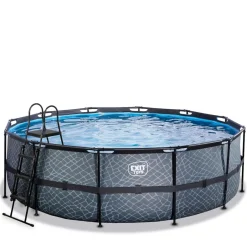 Exit - Piscina Stone gris diámetro 450 x 122 cm con filtro de arena