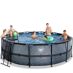 Exit - Piscina Stone gris diámetro 450 x 122 cm con filtro de arena