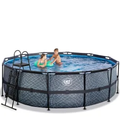 Exit - Piscina Stone gris diámetro 450 x 122 cm con filtro de arena