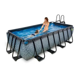 Exit - Piscina Stone gris 400 x 200 x 100 cm con filtro de cartucho