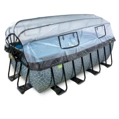 Exit - Piscina Stone gris 400 x 200 x 122 cm con filtro de arena y cúpula