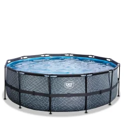 Exit - Piscina Stone gris diámetro 427 x 122 cm con filtro de arena