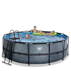 Exit - Piscina Stone gris diámetro 427 x 122 cm con filtro de arena