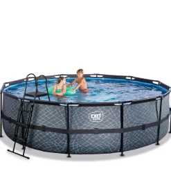 Exit - Piscina Stone gris diámetro 488 x 122 cm con filtro de cartucho