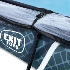 EXIT - Piscina Stone rectangular gris con cúpula y bomba de filtro 300 x 200 x 65 cm