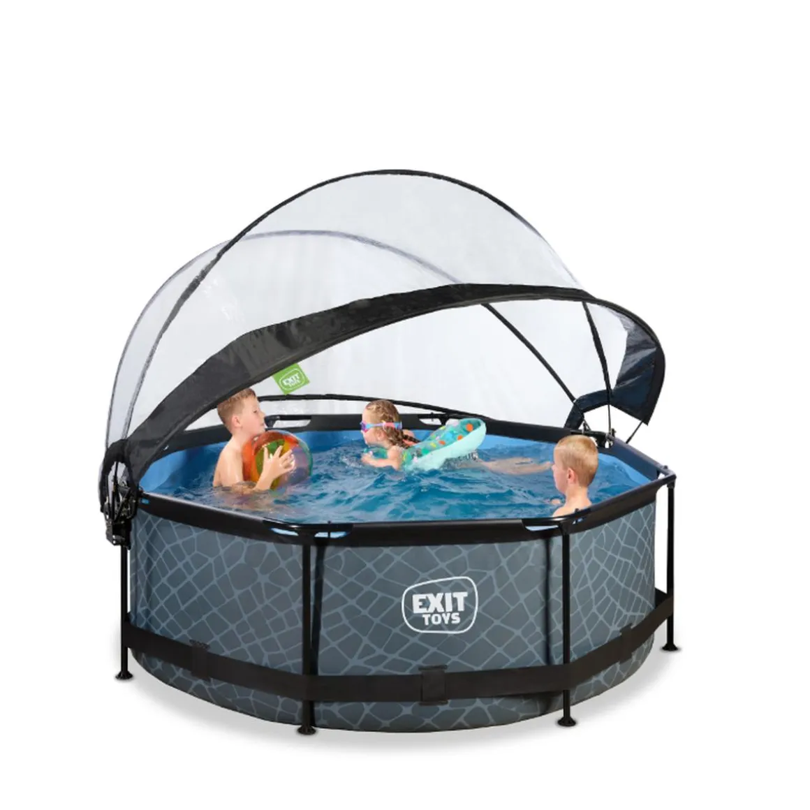 EXIT - Piscina Stone redonda 244 cm con cúpula y bomba de filtro
