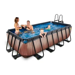 Exit - Piscina Wood efecto madera 400 x 200 x 100 cm con filtro de arena