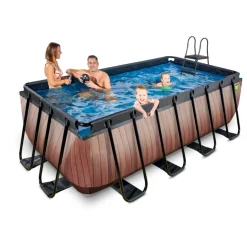 Exit - Piscina Wood efecto madera 400 x 200 x 122 cm con filtro de cartucho