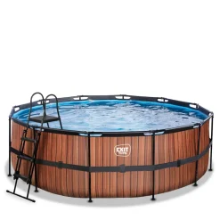 Exit - Piscina Wood efecto madera diámetro 427 x 122 cm con filtro de arena