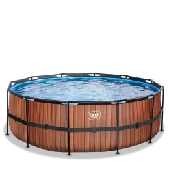 Exit - Piscina Wood efecto madera diámetro 427 x 122 cm con filtro de arena