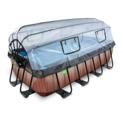 Exit - Piscina Wood efecto madera 400 x 200 x 100 cm con filtro de arena y cúpula