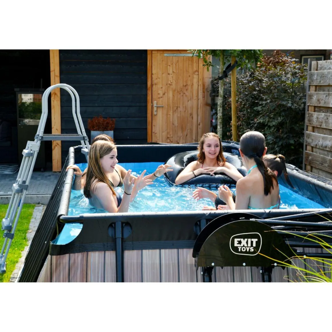 Exit - Piscina Wood efecto madera 400 x 200 x 100 cm con filtro de cartucho